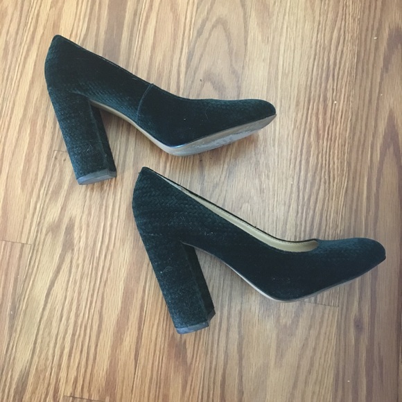green block heel pumps